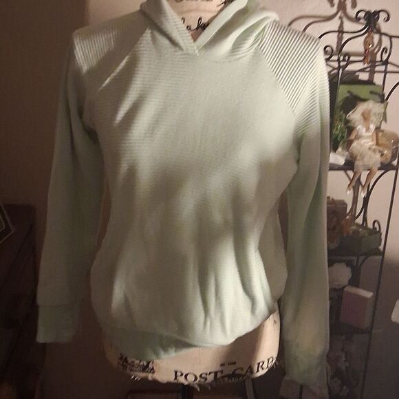 💫💫💫 ATHLETA Mint Green Ribbed Hooded Sweatshirt Size XXL(runs Small) - Picture 4 of 12